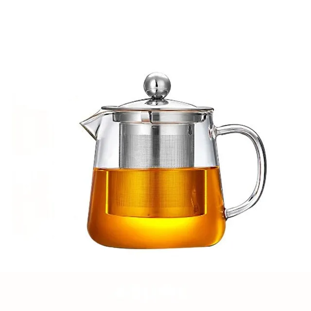 Glass Teapot Wood Handle Tea Ceremony Transparent Set Cup