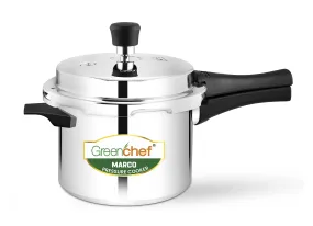 GREENCHEF Marco Aluminium Pressure Cooker Outer Lid 5 Litres capacity, ISI Certified, Silver Colour