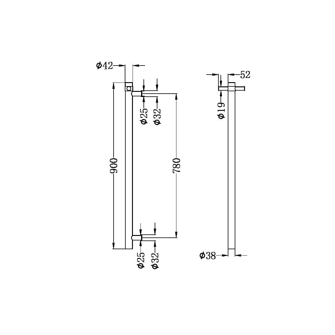 Heated Vertical Towel Rail 900MM Graphite