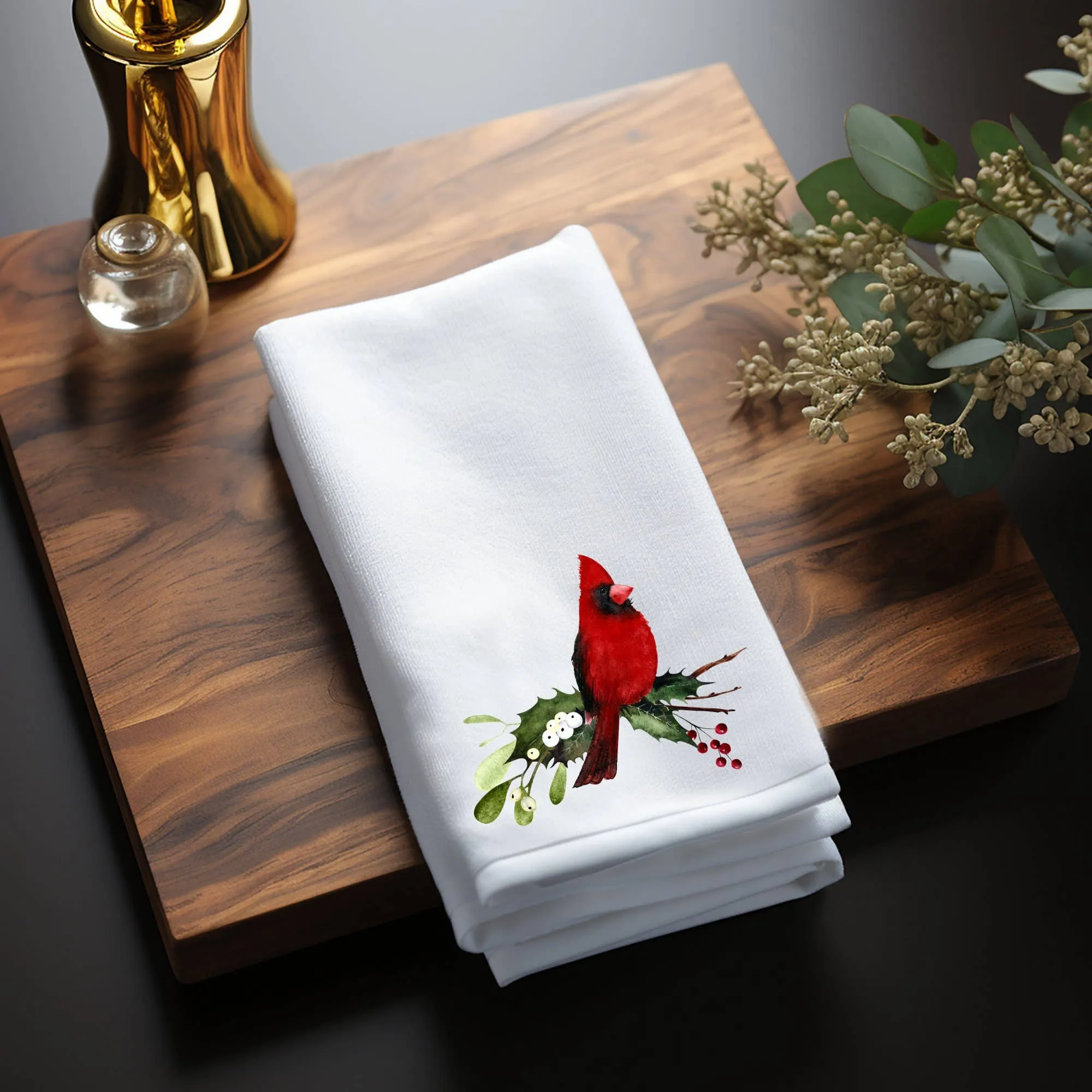 Holiday Cardinal Finger Towel for Nature Lovers