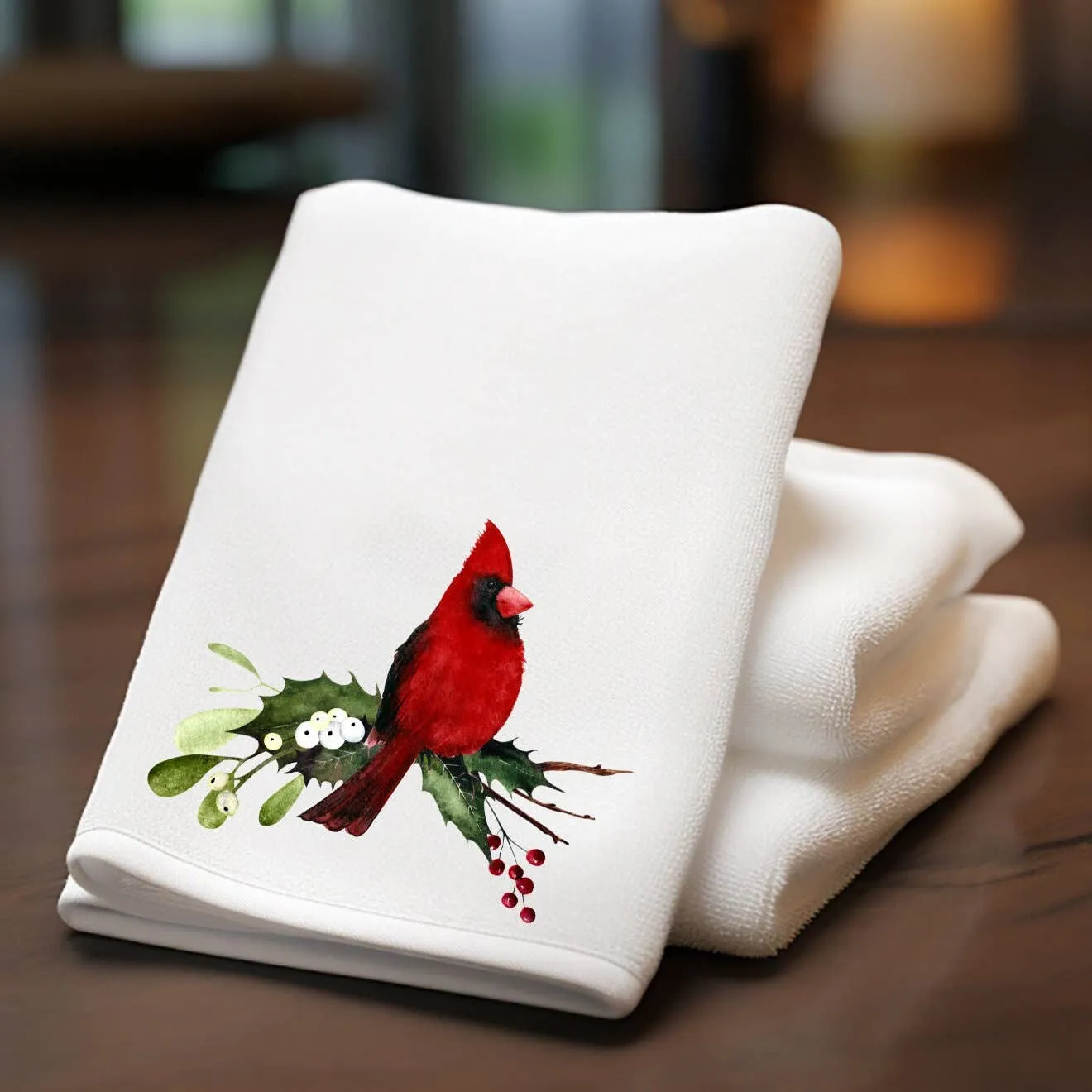 Holiday Cardinal Finger Towel for Nature Lovers