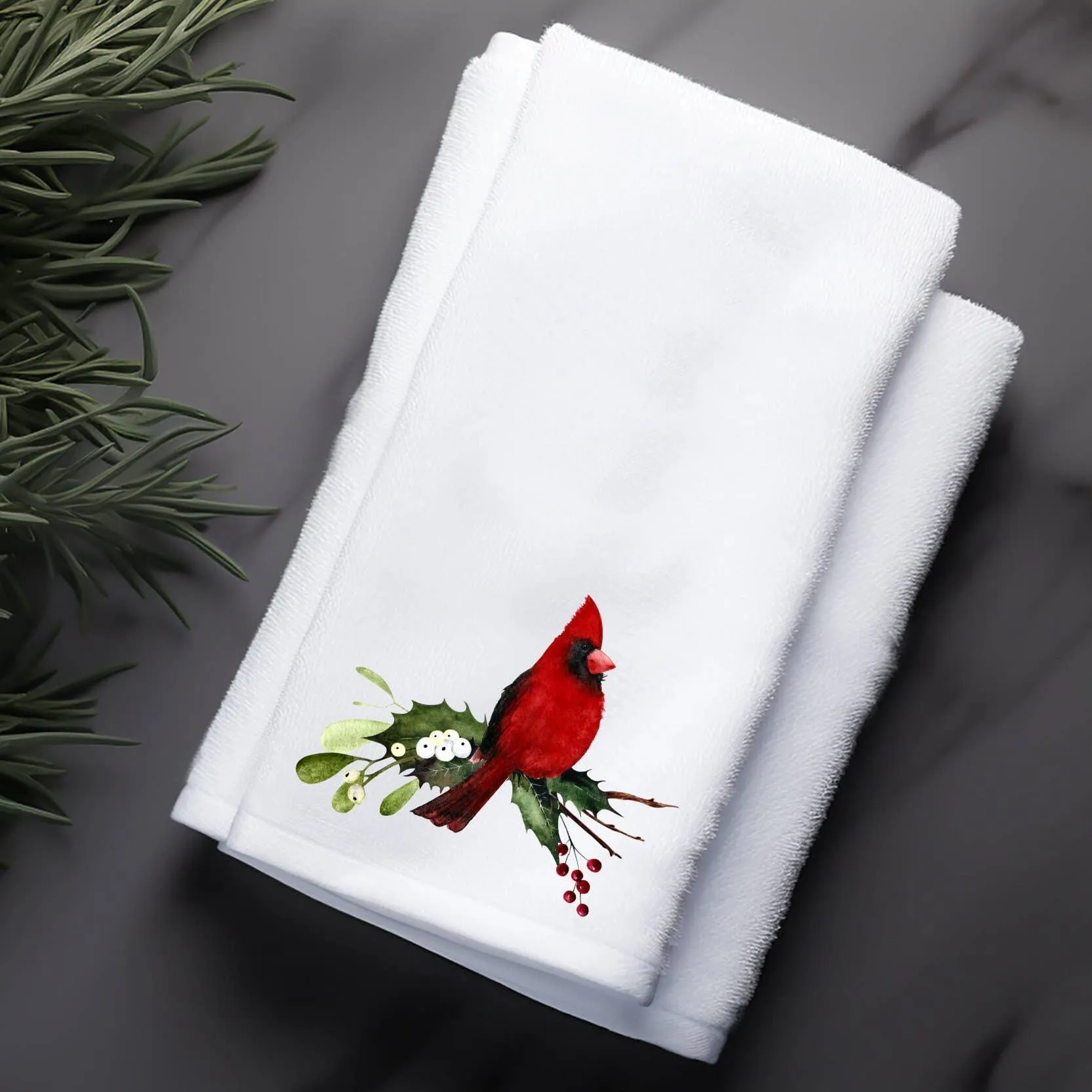 Holiday Cardinal Finger Towel for Nature Lovers