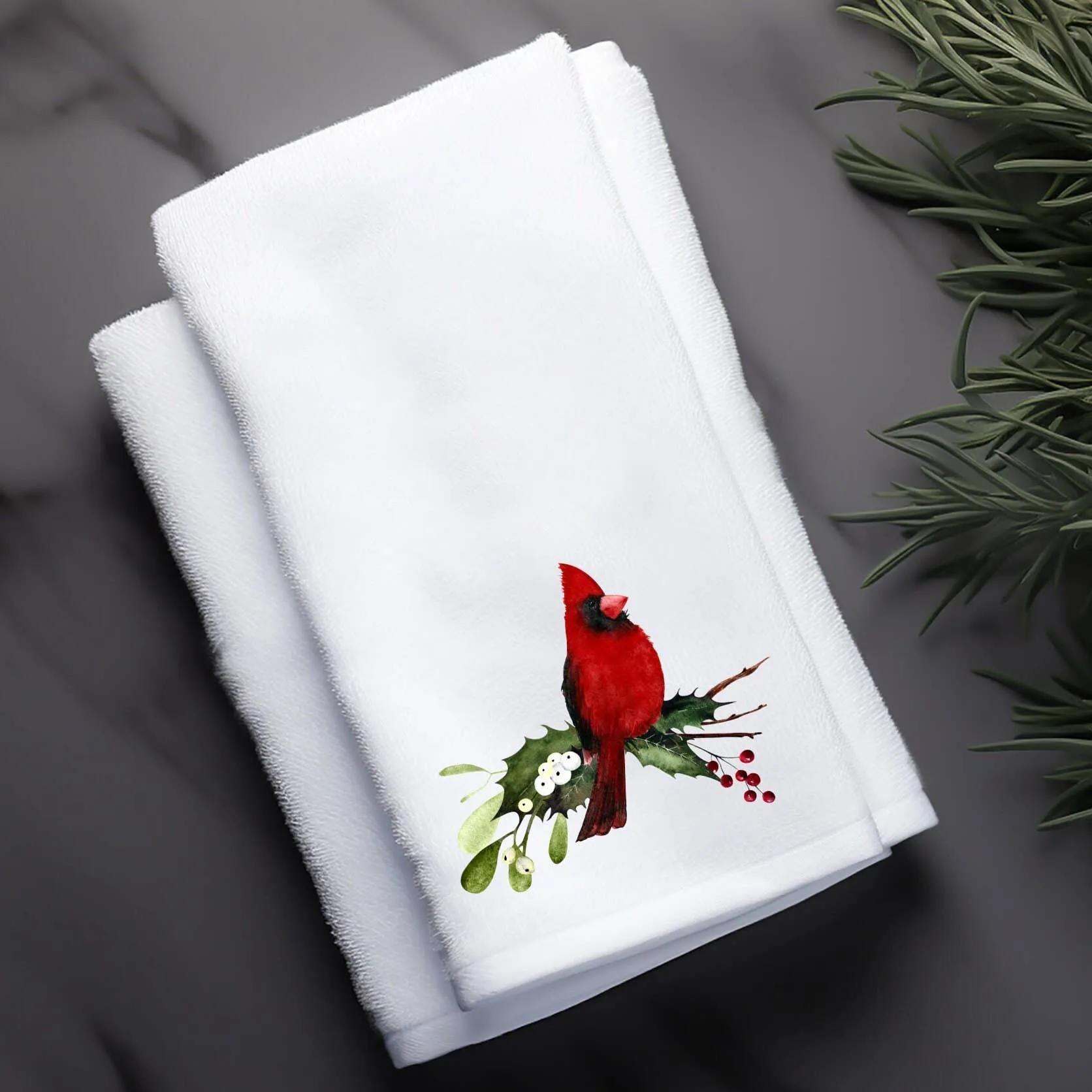 Holiday Cardinal Finger Towel for Nature Lovers