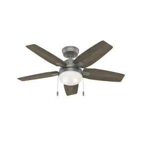 Hunter Fan Matte Ceiling Fan.Keep your spaces fresh and pleasant with this 112 cm / 44" 5-blade ceiling fan with LED lighting.-464038