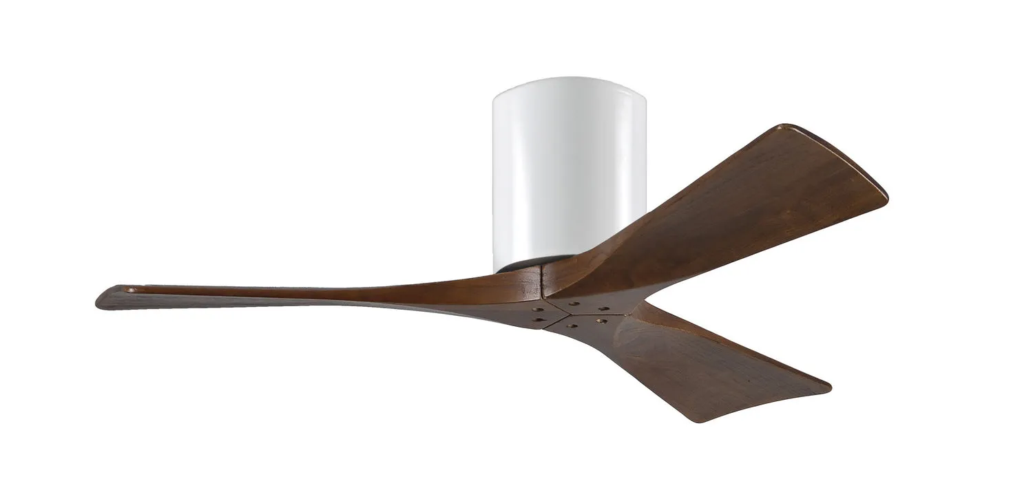 Irene 42" Ceiling Mount Paddle Fan in Gloss White with Solid Wood Walnut Tone Blades