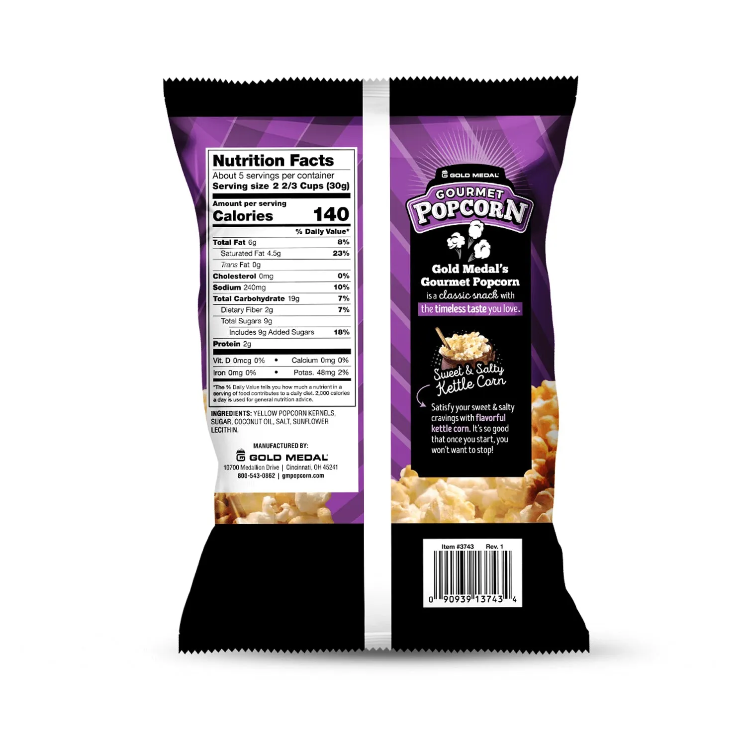 Kettle Corn  -  (15) Large 5.5 oz bags