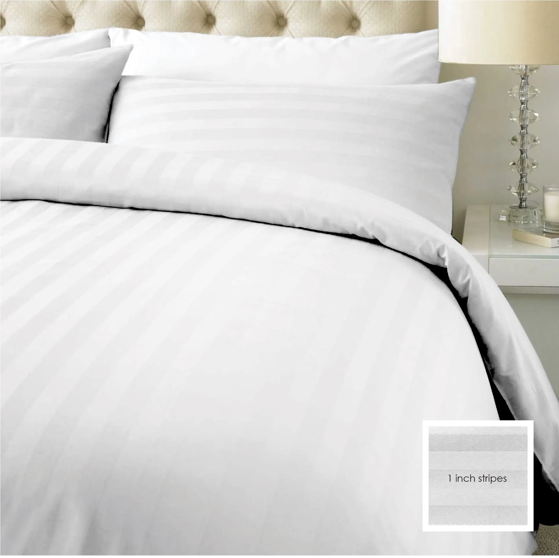 Lifestyle Hotel Whites 1-inch Stripes Sheet Set