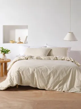 LINEN HOUSE FLANNELETTE QUILT COVER SET - TYRA TAUPE