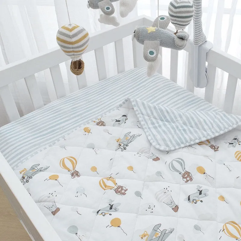 Living Textiles Reversible Quilted Cot Comforter - Up Up & Away