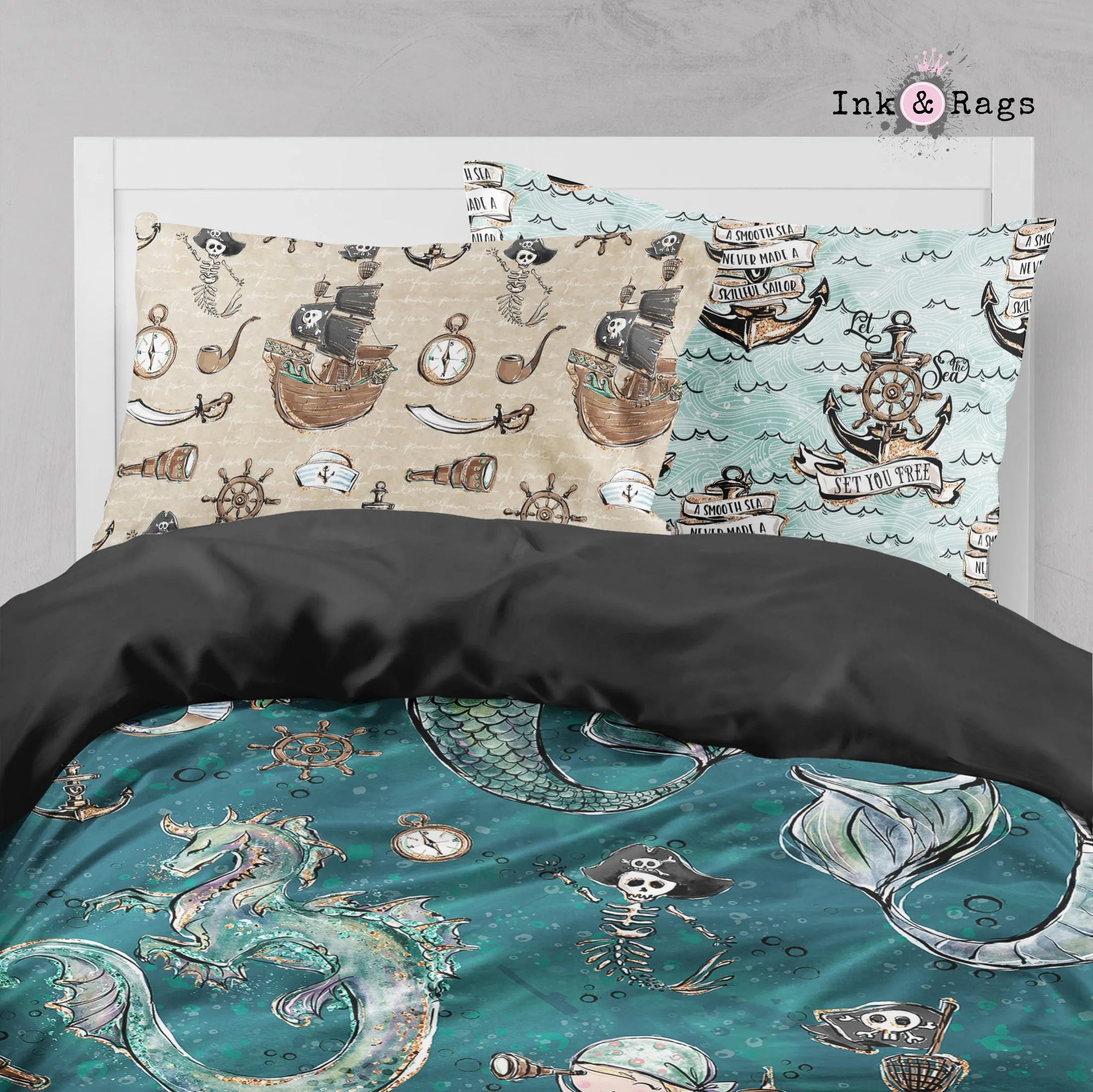 Majestic Merman and Merboy Pirate Dragon Crib and Toddler Bedding Collection