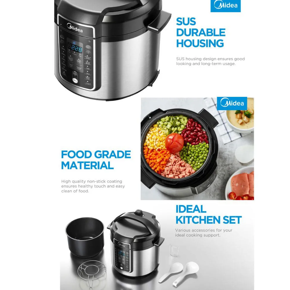 Midea 5.7L Pressure Cooker 12 Programs 9-In-1 Safety Features High-Pressure Quick Cook