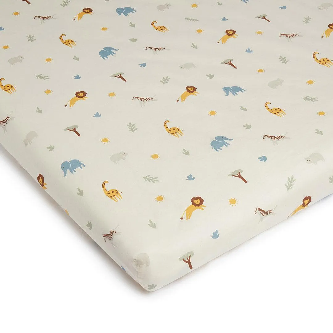 MORI Printed Cot Bed Fitted Sheet - Safari