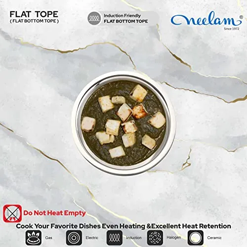 Neelam Home Puff Stainless Steel 12 22G Flat Bottom Tope, 1950 Ml, Silver