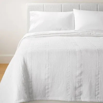 New - Full/Queen Waffle Matelasse Quilt White - Threshold designed with Studio McGee