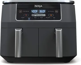 Ninja DZ201 Foodi 8 Quart 6-in-1 DualZone 2-Basket Air Fryer with 2 Independent Frying Baskets, Match Cook & Smart Finish to Roast, Broil, Dehydrate & More for Quick, Easy Meals (DZ201)