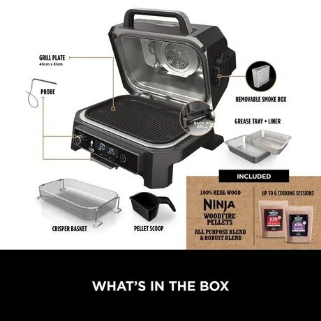 Ninja OG850UK Pro XL Electric BBQ Grill and Smoker with Cover OG850UKKIT Open Box Clearance