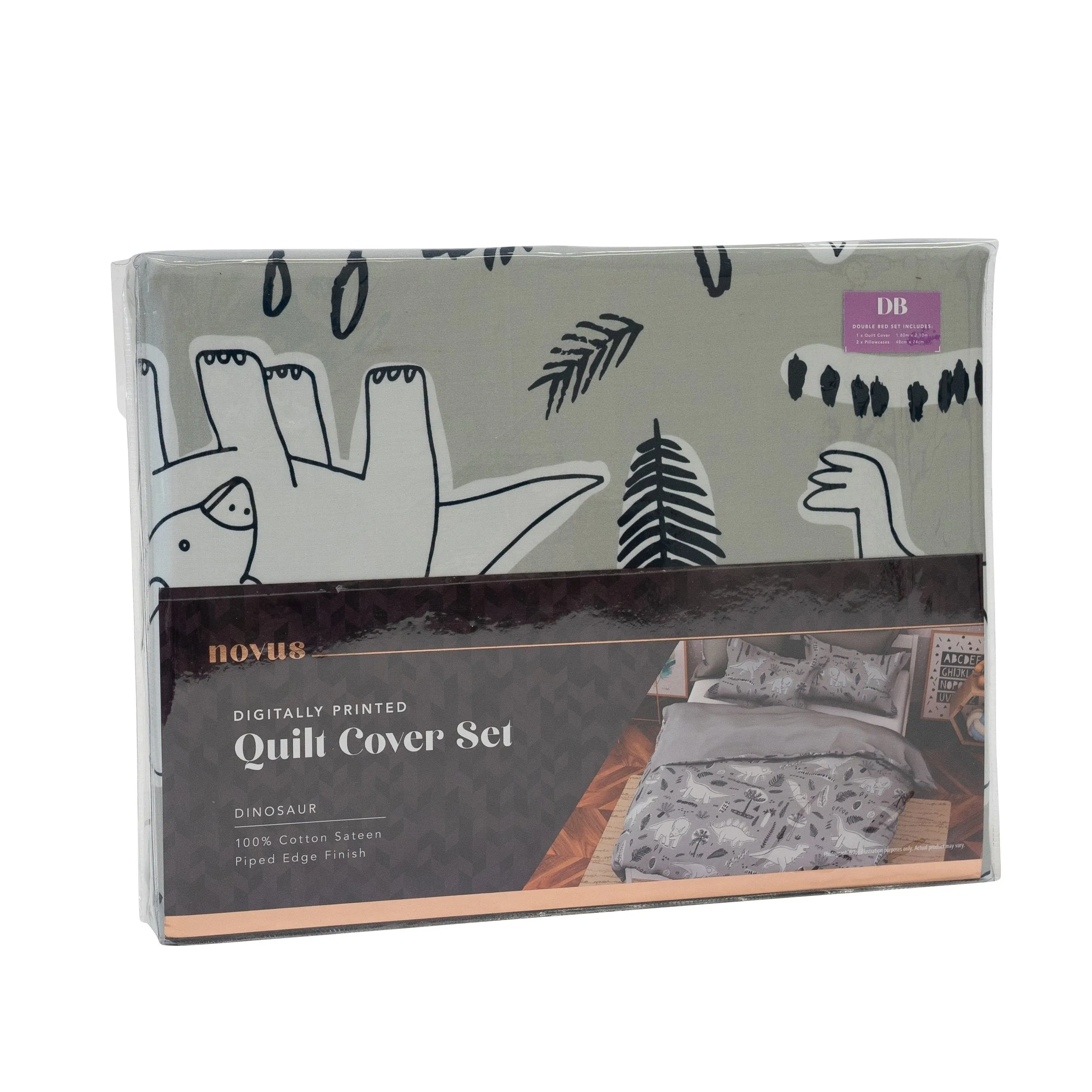 Novus Digital Print Quilt Cover Set, Dinosaur