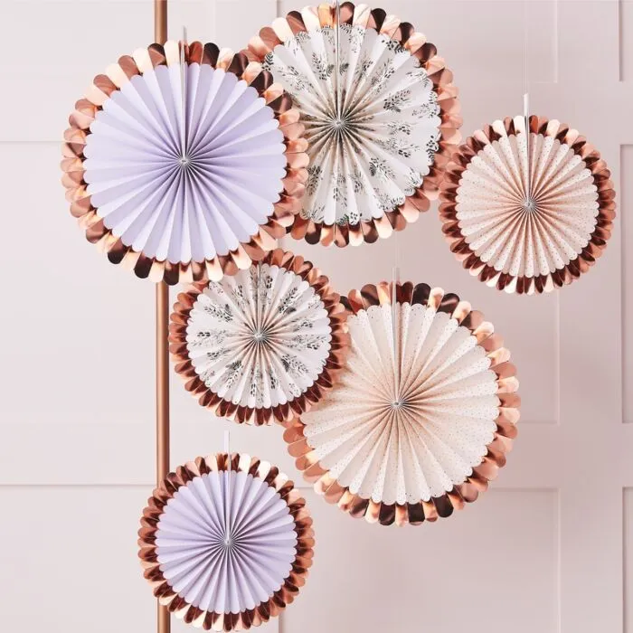 Pastel and Floral Paper Fan Set