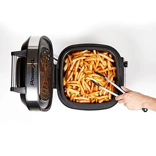 PowerXL Grill Air Fryer Combo Deluxe 6 QT 12-in-1 Indoor Grill, Air Fryer, Slow Cooker, Roast, Bake, 1550-Watts, Stainless Steel Finish