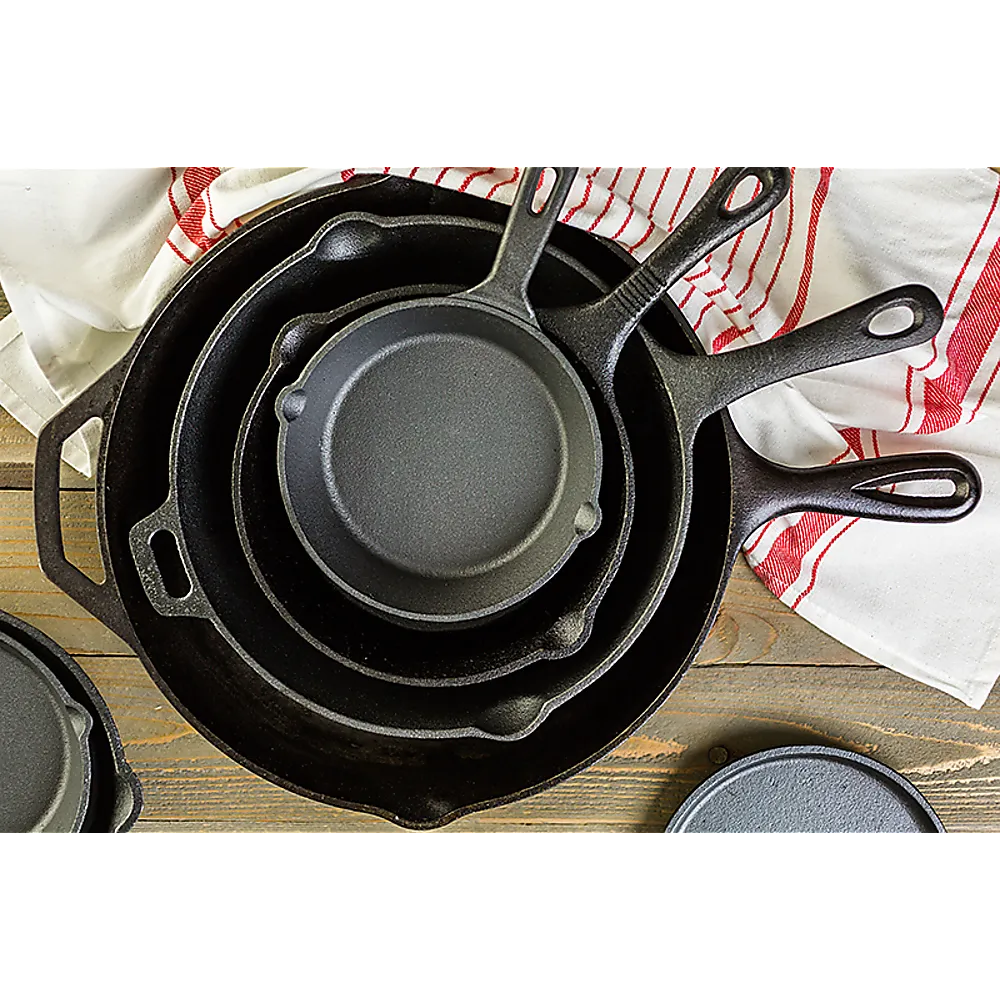 Pre-Seasoned Cast Iron Skillet Set, 3 Pcs, Heavy-Duty, Even Heating