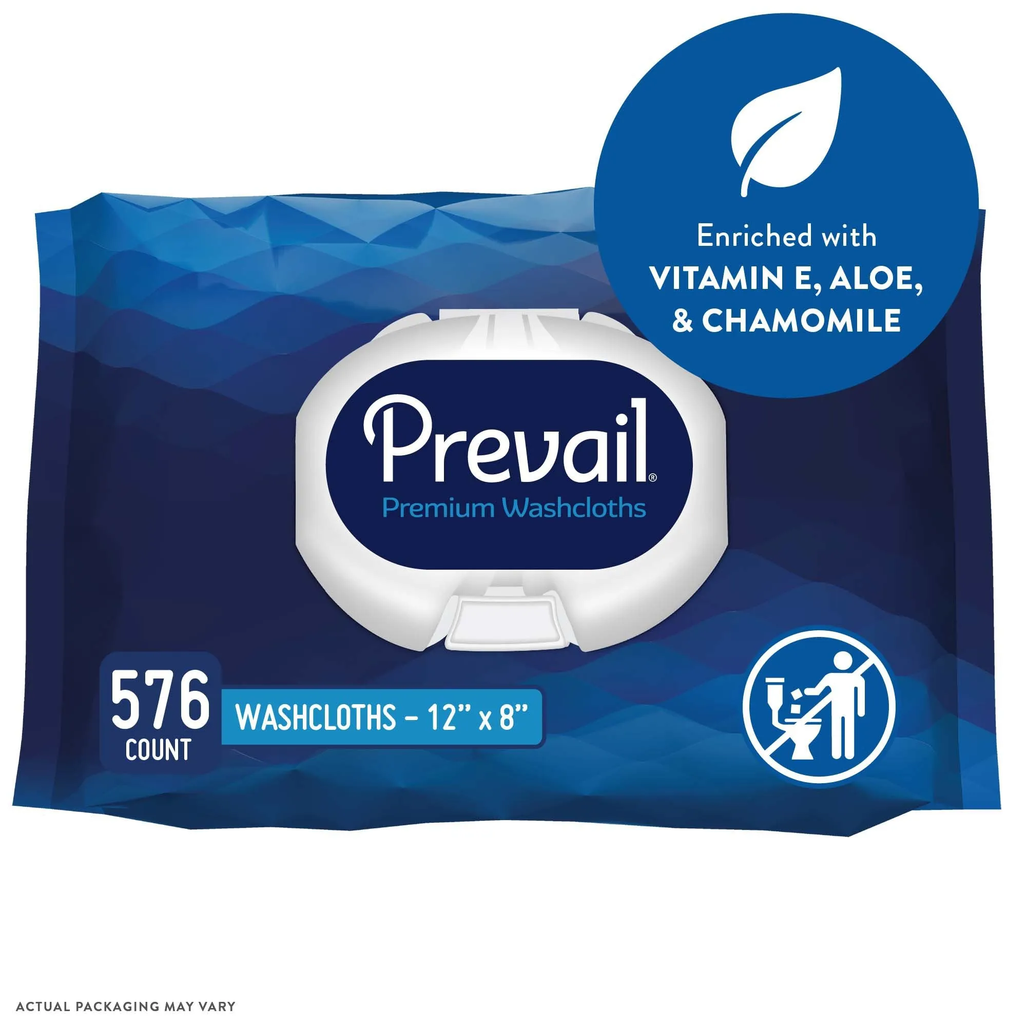 Prevail Adult Washcloths, Soft Pack, Aloe, Vitamin E, 12" x 8"