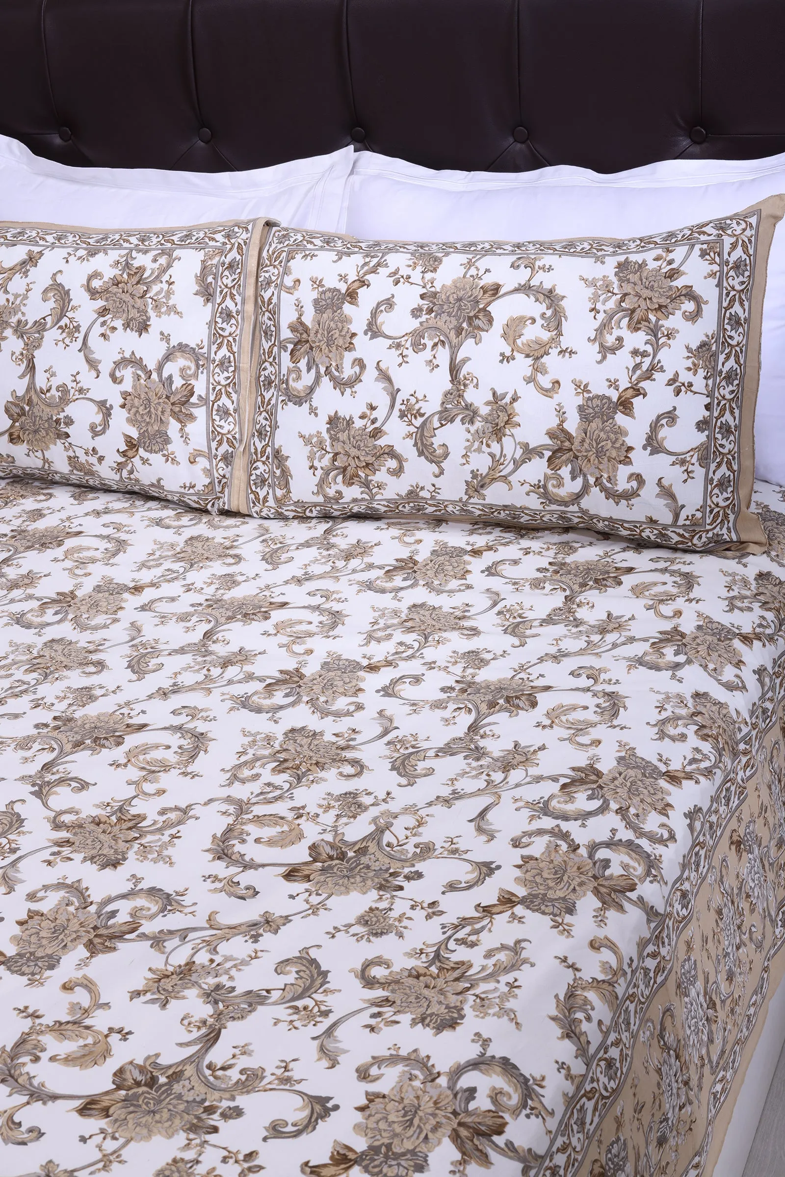 Rama Victoria Jaal Beige Cotton Bedsheet