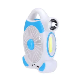 Rechargeable Desktop Fan With Light 2 Cob And 5W Led Light Fa-1988 Blue