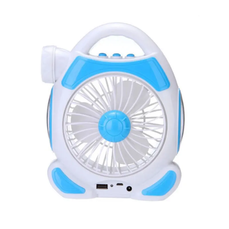 Rechargeable Desktop Fan With Light 2 Cob And 5W Led Light Fa-1988 Blue