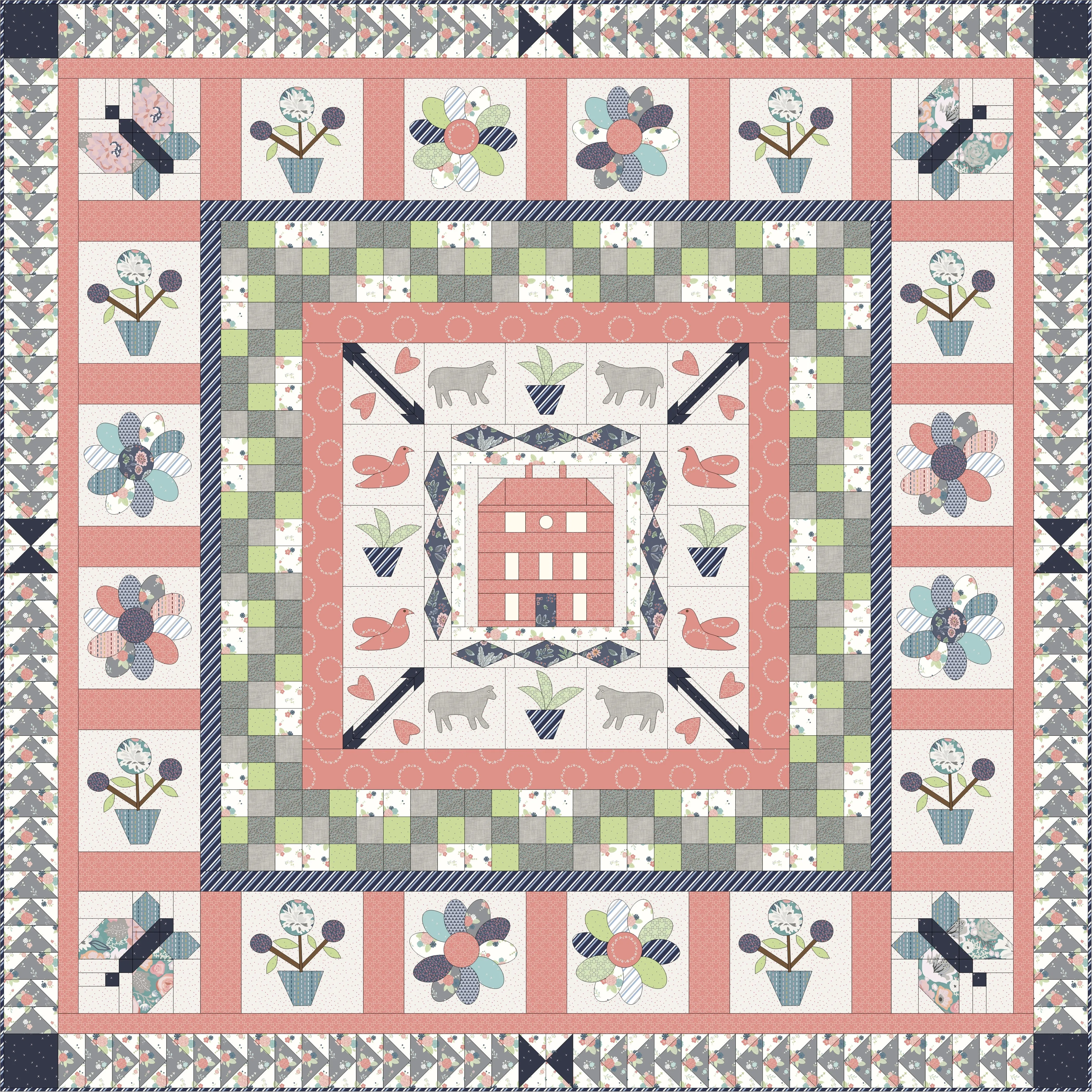 Red Manor House Quilt Pattern