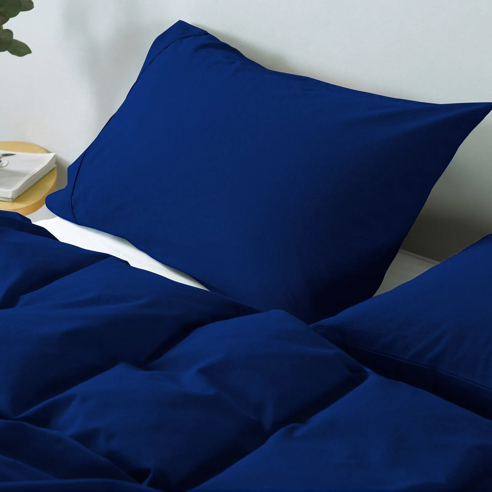 Royal Comfort Vintage Washed 100% Cotton Quilt Cover Set Bedding Ultra Soft King Royal Blue