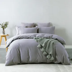 Royal Comfort Vintage Washed 100% Cotton Quilt Cover Set Bedding Ultra Soft Queen Grey