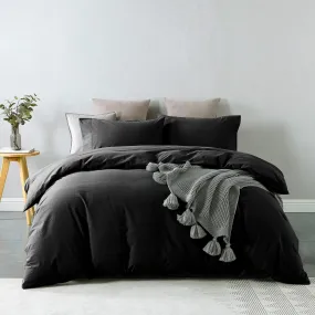 Royal Comfort Vintage Washed 100% Cotton Quilt Cover Set Bedding Ultra Soft Single Charcoal