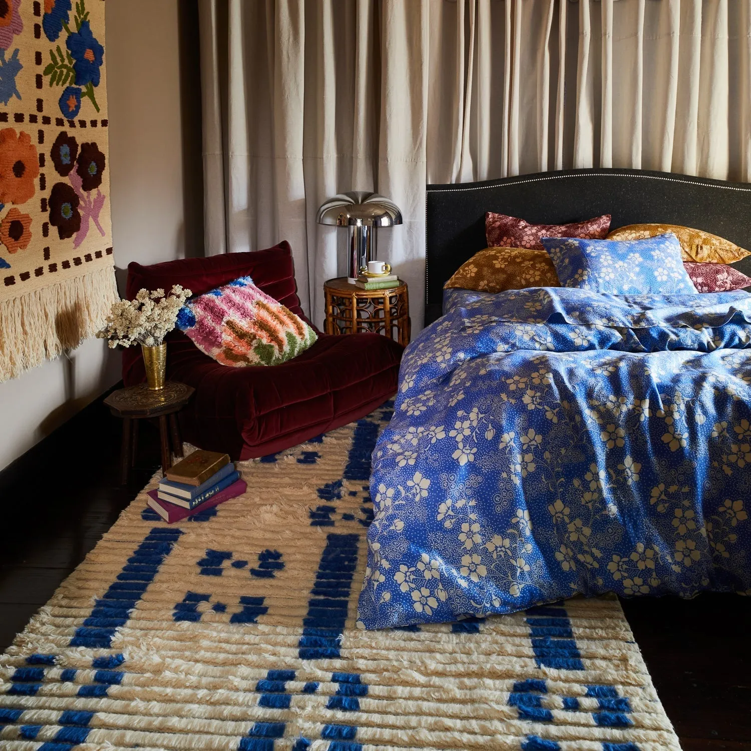 Salina Linen Quilt Cover - Lapis