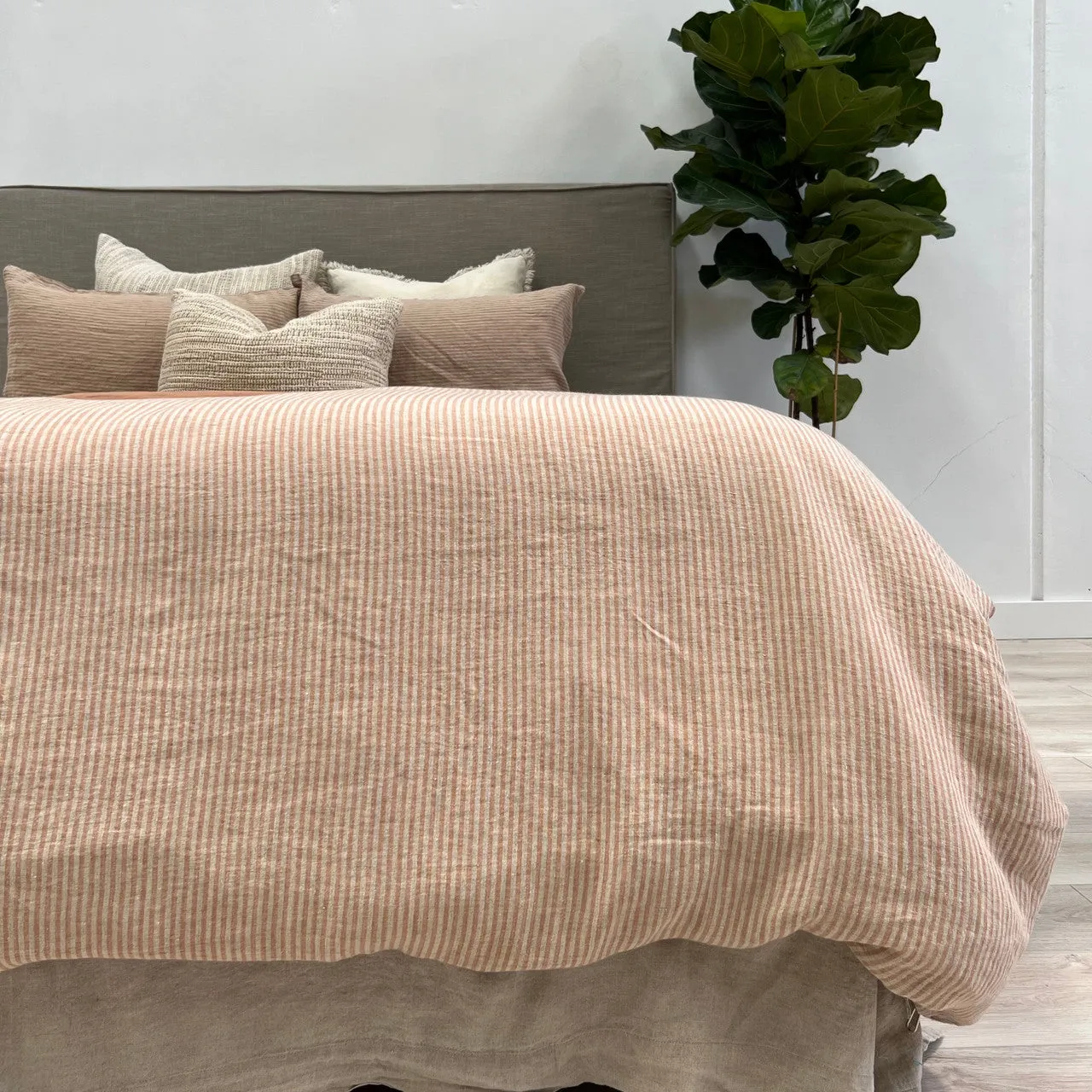 Sandstone Stripe Reversible Linen Quilt Cover