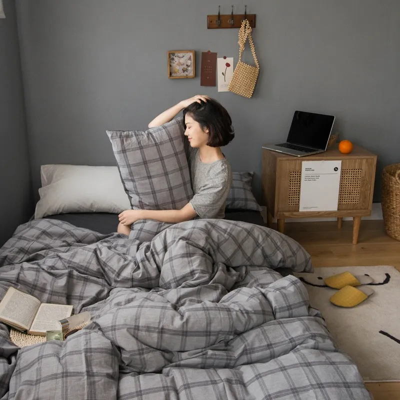 Simple check sheet duvet cover