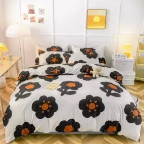 Single Size Bedding Set 4 Pieces Without Filler, Flower Design