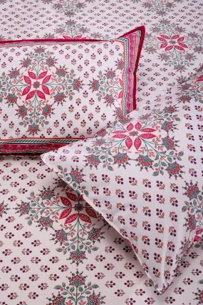 Snowflake Red Cotton Bedsheet