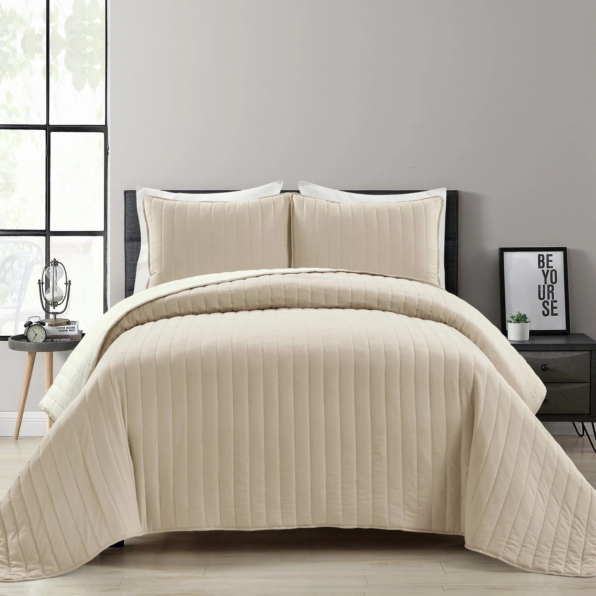 Soft Stripe All Season Quilt/Coverlet Set