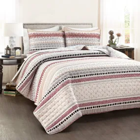 Southwest Stripe Reversible 3 Piece Quilt Set