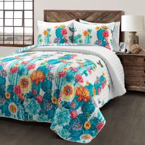 Southwest Vibrant Cactus Reversible 3 Piece Quilt Set