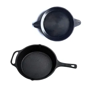 Sparkenzy Pre seasoned Cast iron Skillet 10 inch | Fish fry pan 9 inch | Combo