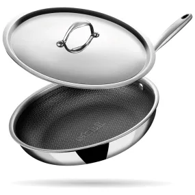 Stahl Artisan Hybrid Triply Frying Pan with Lid, Fry pan Induction Base, Frying pan Non Stick, Omelette Pan Non Stick, Frying pan Stainless Steel, 1.6 L, 24 cm