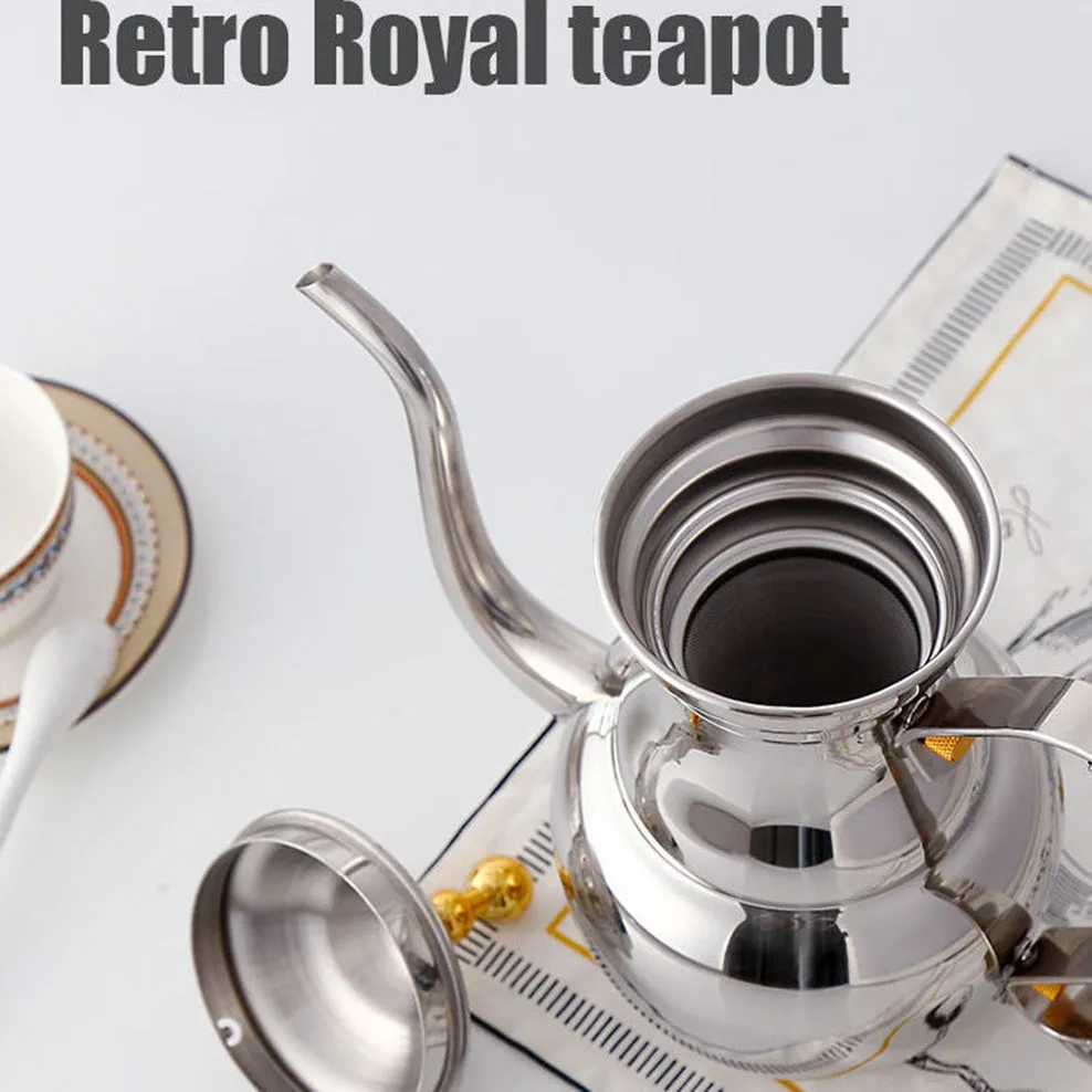 Stainless Steel Teapot Restaurant Retro Royal Teapot With Tea Strainer