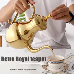 Stainless Steel Teapot Restaurant Retro Royal Teapot With Tea Strainer