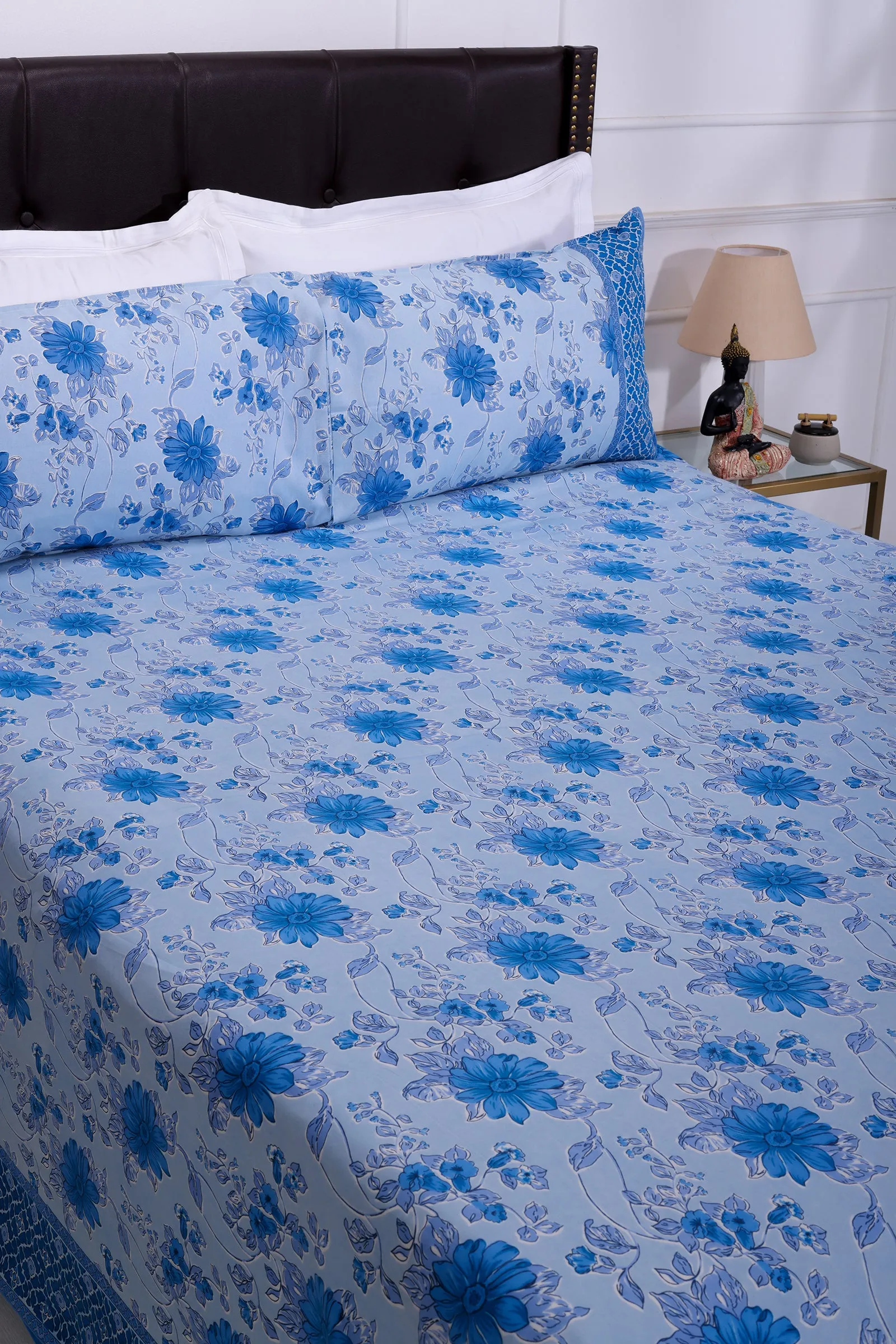 Suhana Lily Dreams Blue Cotton  Bedsheet