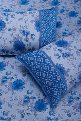 Suhana Lily Dreams Blue Cotton  Bedsheet