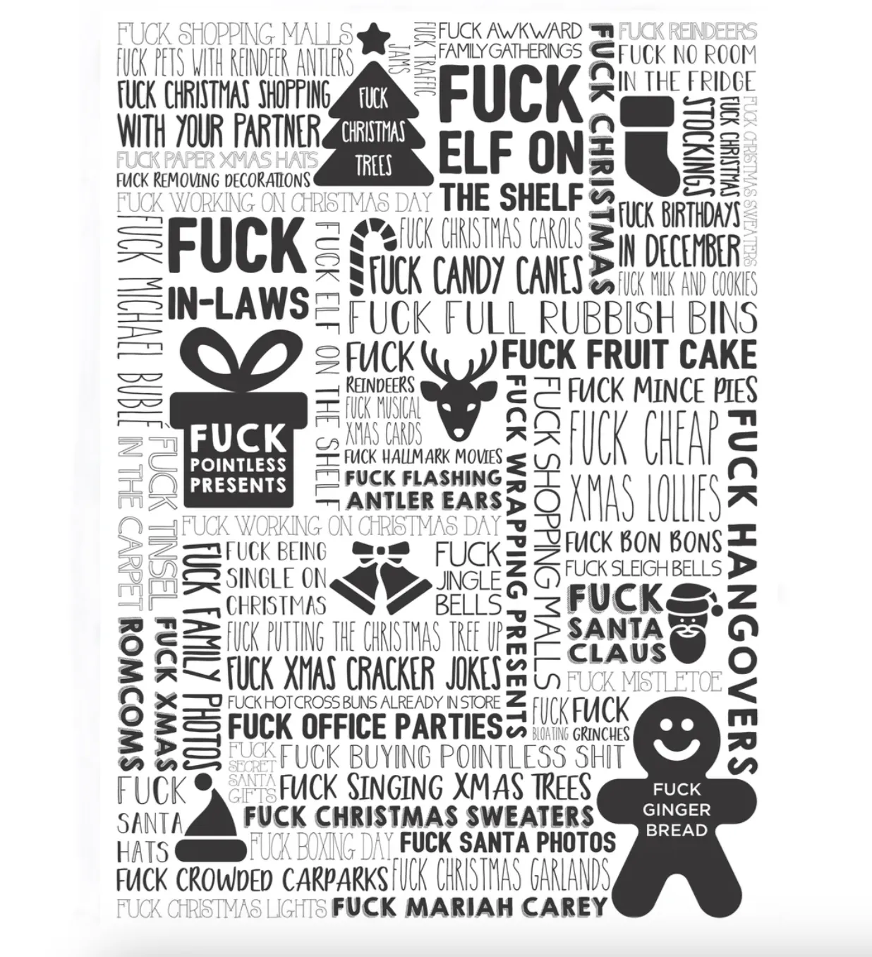 Tea Towel - F Word Xmas Black