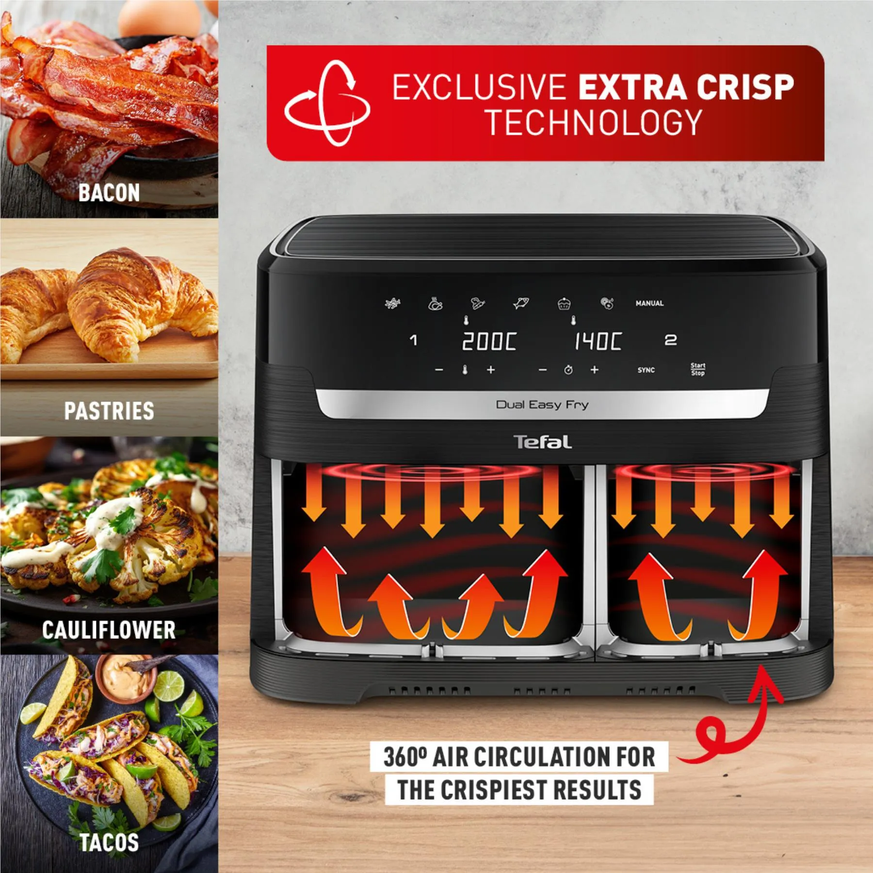 Tefal 8.3L Dual Easy Fry Essential Air Fryer