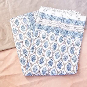 The Blue Bell Block Print Kantha Stitch Throw