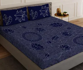 Trove Blue Designer Antibacterial Cotton Bed Linen Set by Rohit Bal